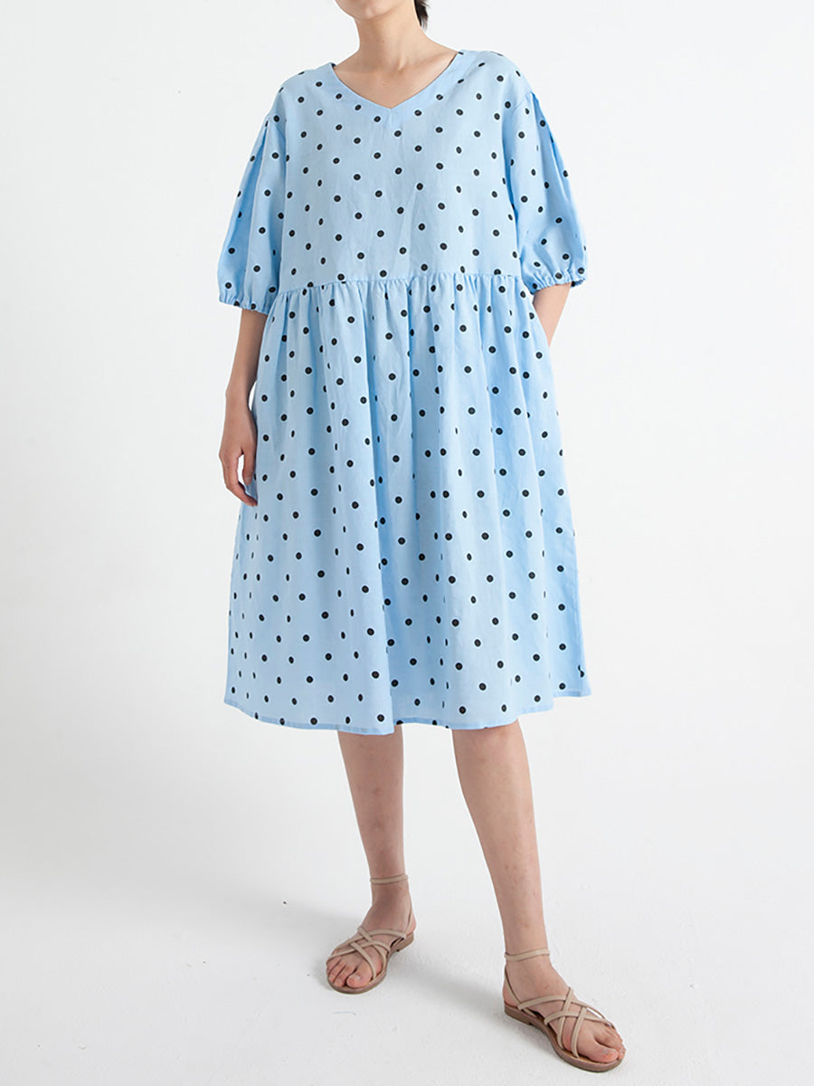 blue and white polka dot dress plus size Milana Polka Dot Swing Dress Plus Size in Blue/White