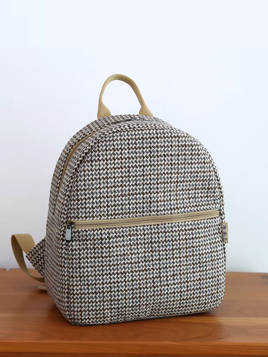 Retro Houndstooth Linen Backpack – BUYKUD