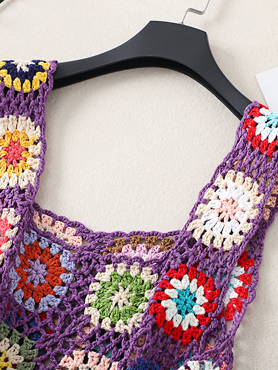 Women Artsy Summer Flower Handmade Knitted Vest – BUYKUD