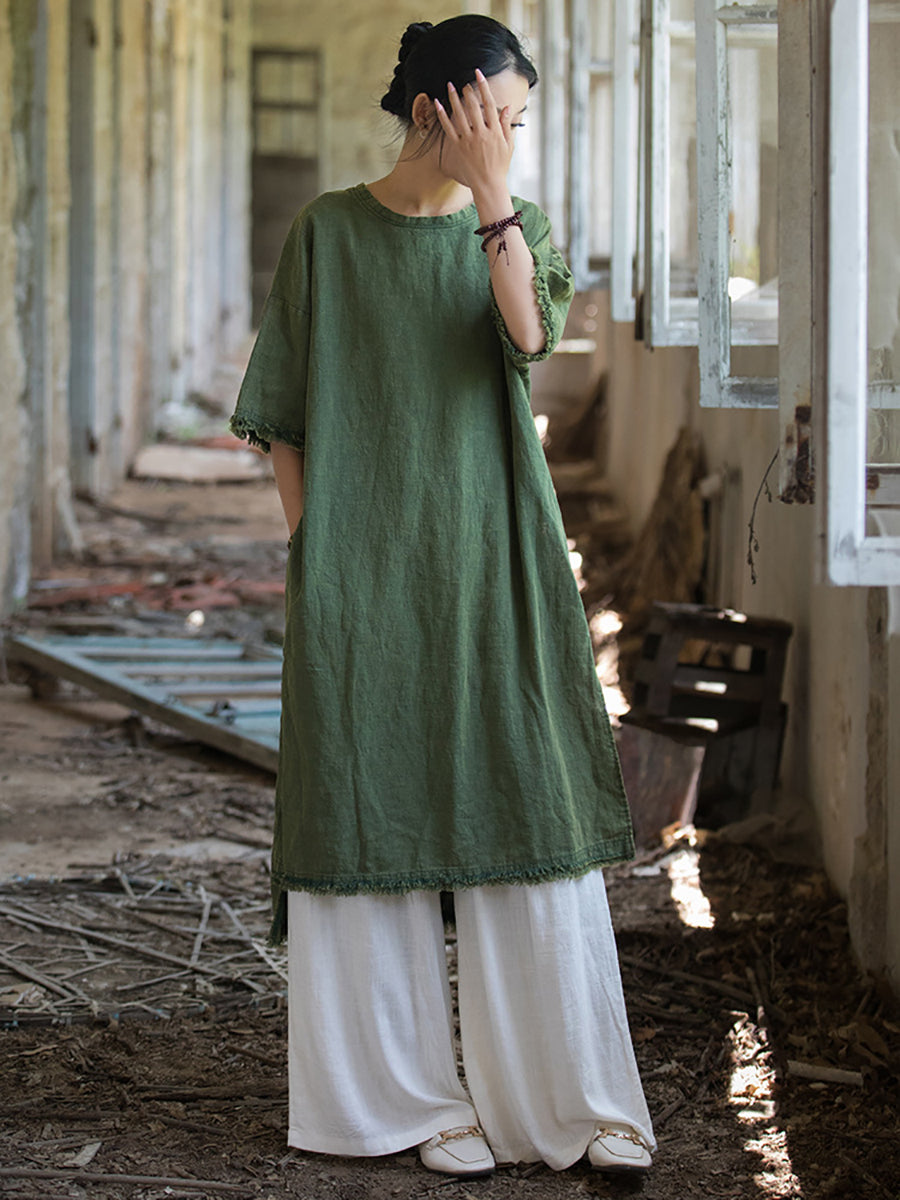 Women Summer Vintage Tassel Split Hem Dress – BUYKUD
