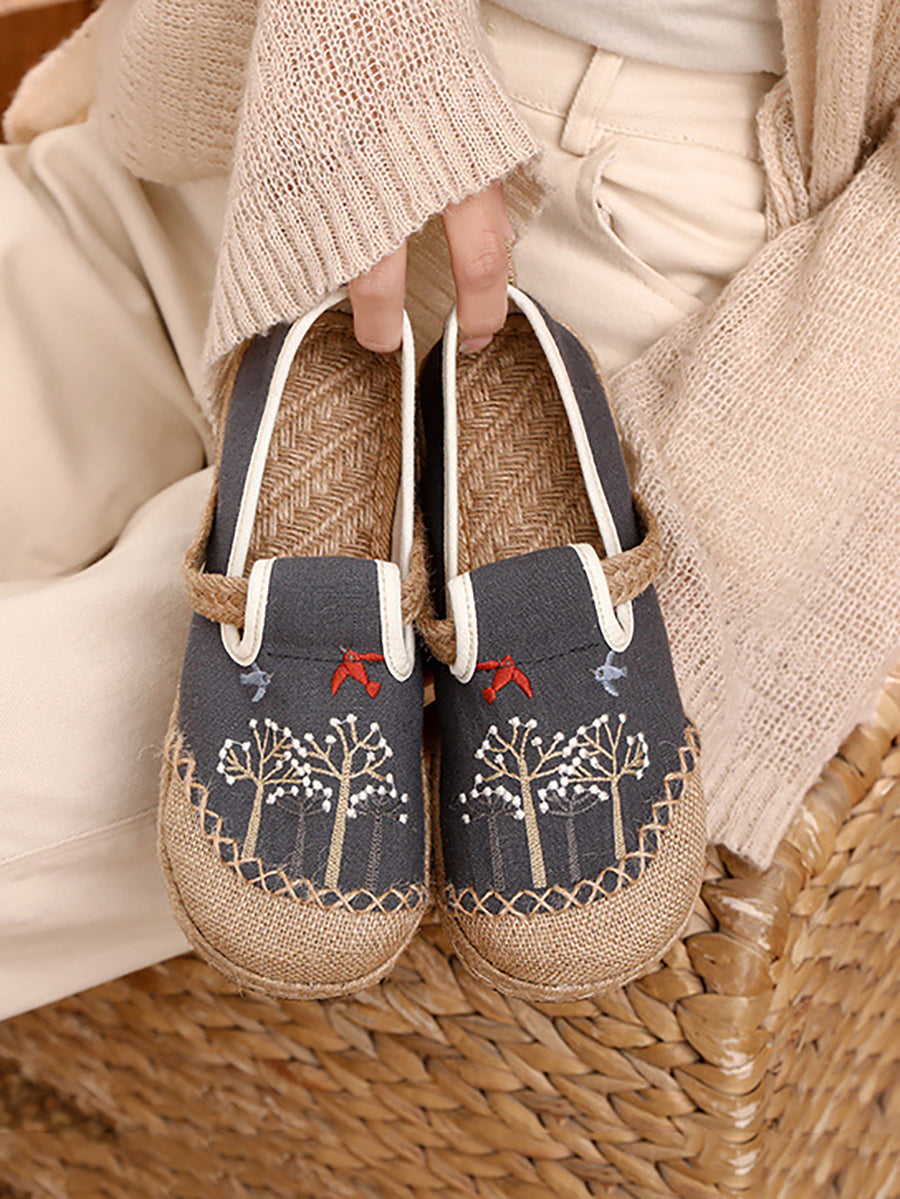 Women's Linen Shoes  Breathable Vintage Linen Footwear | BUYKUD