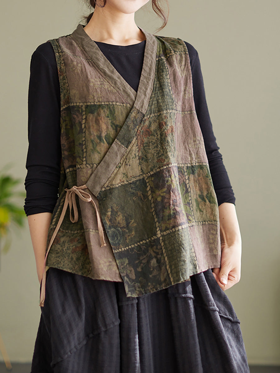 Plus Size Sleeveless Spring Women Vintage String Loose Waistcoat – BUYKUD