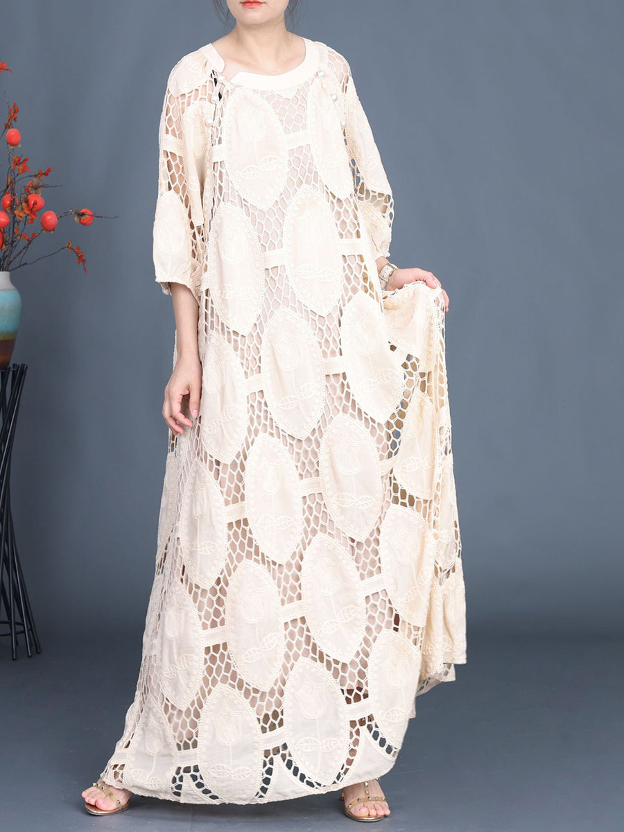Women Summer Artsy Solid Cutout Maxi Dress – BUYKUD