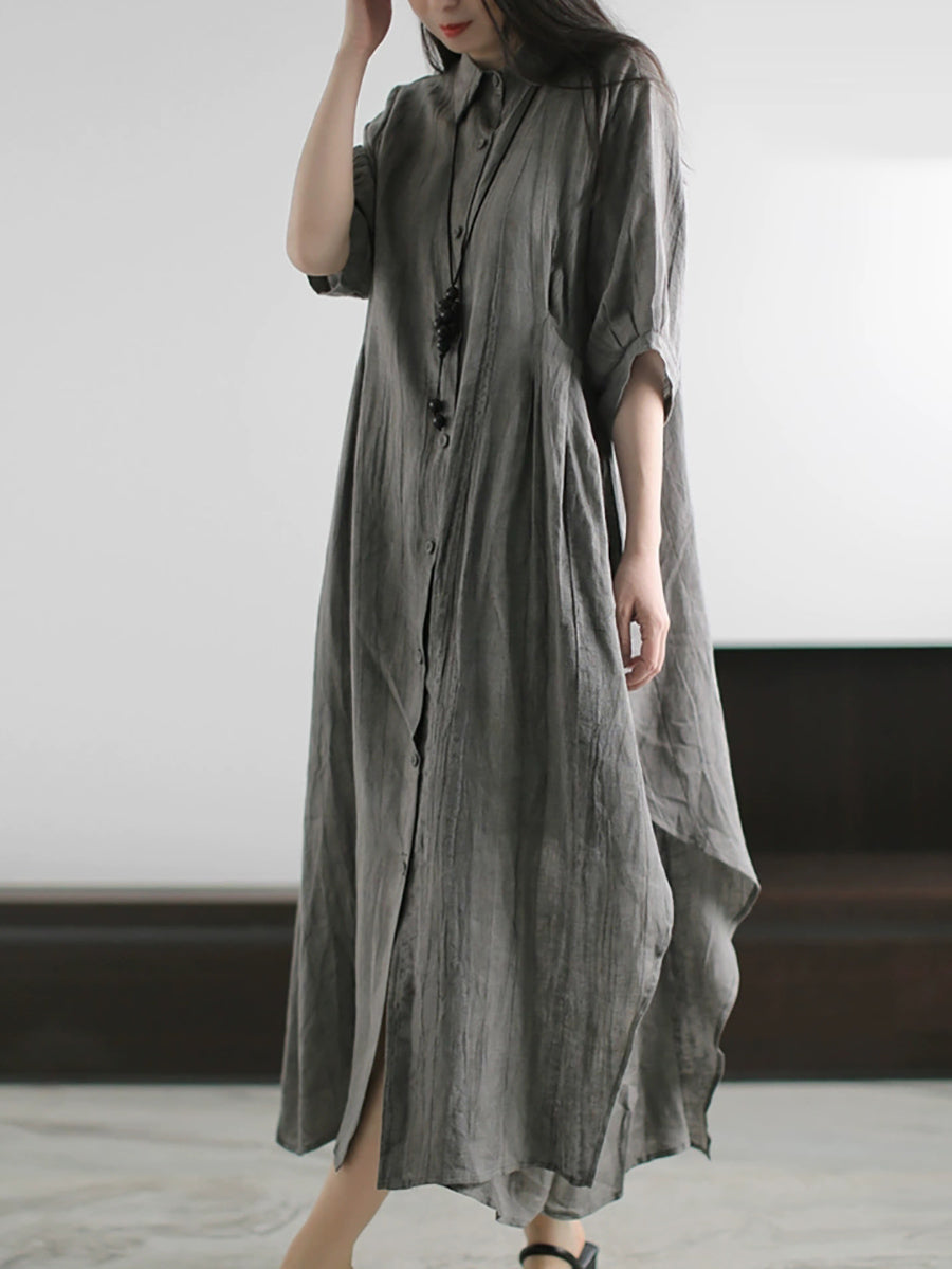 Plus Size Women Summer Artsy Pure Color Shirt Dress Plus Size Women Summer Artsy Pure Color Shirt Dress