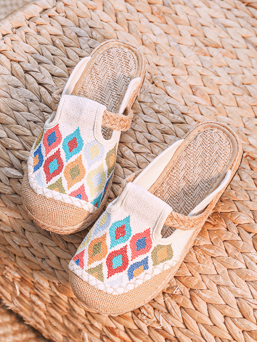 Women's Linen Shoes  Breathable Vintage Linen Footwear | BUYKUD