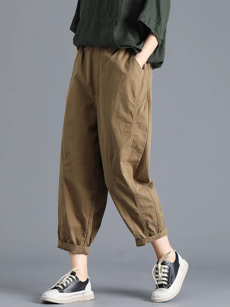 Plus Size Women Spring Casual 100%Cotton Harem Pants
