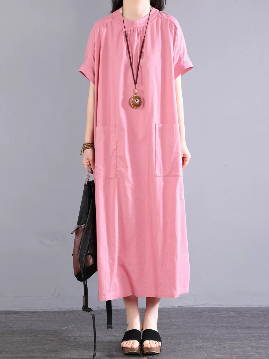 chinese dress ladies Women Print Cotton Linen Dresses Short Sleeve Summer Clothing  BUYKUD