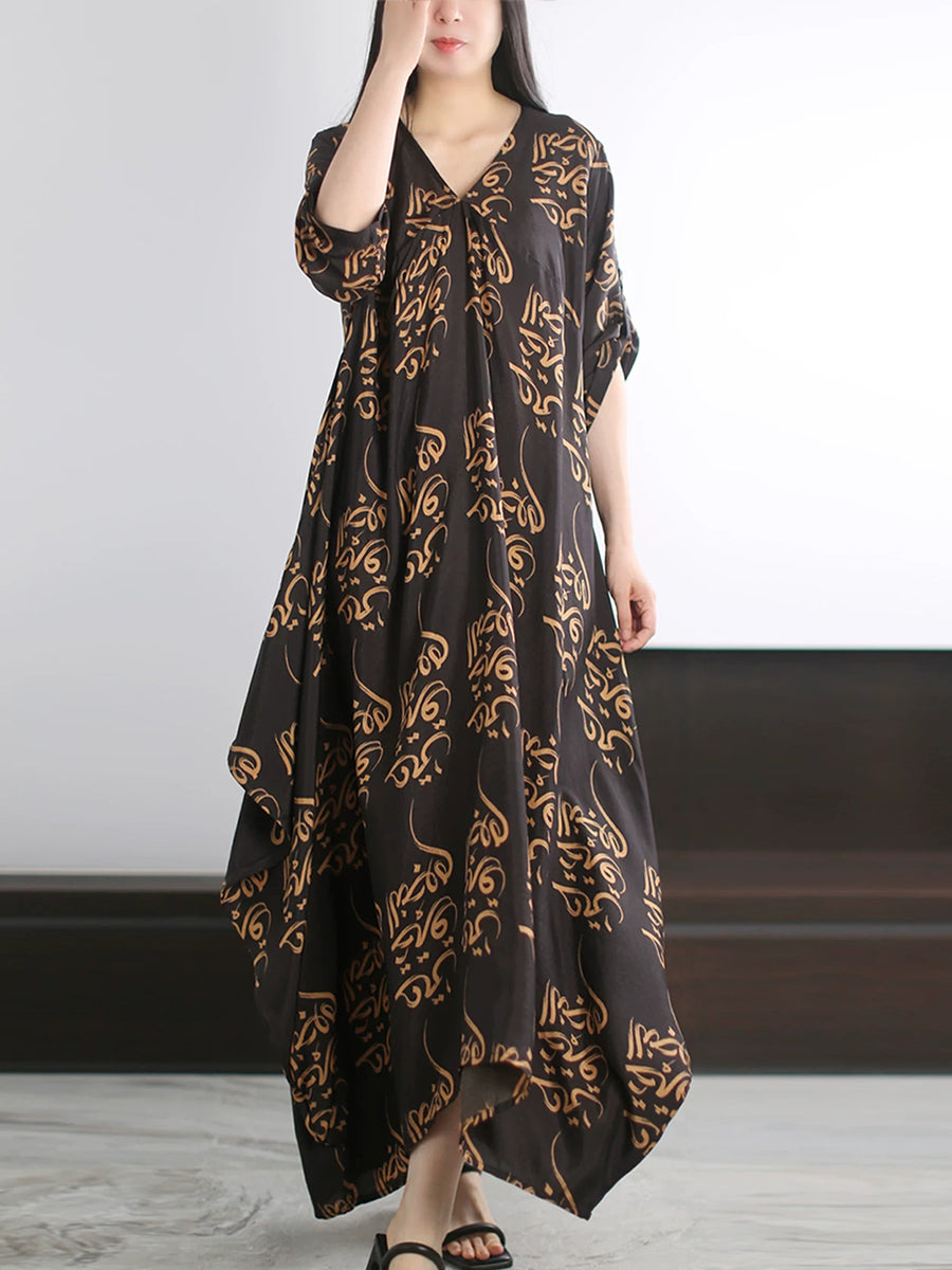 maxi loose summer dresses Women Summer Retro Print V-Neck Loose Maxi Dress maxi loose summer dresses Women Summer Retro Print V-Neck Loose Maxi Dress