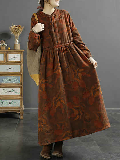 Vintage Leaf Print Dress main image 1