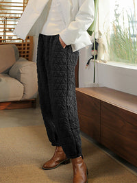 Warm Solid Color Pocket Elastic Waist Lantern Pants main image 0