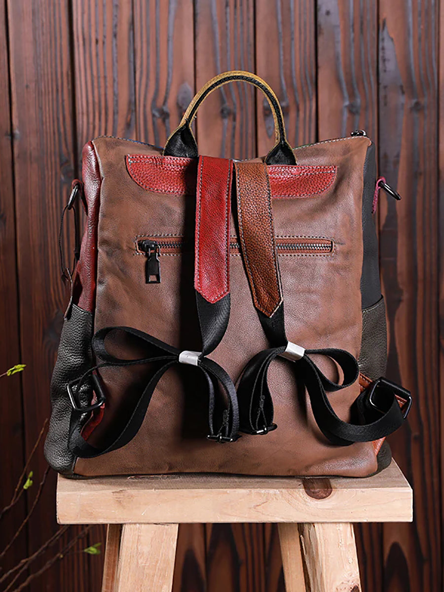 Multicolor Women Leather Zipper Backpack – BUYKUD