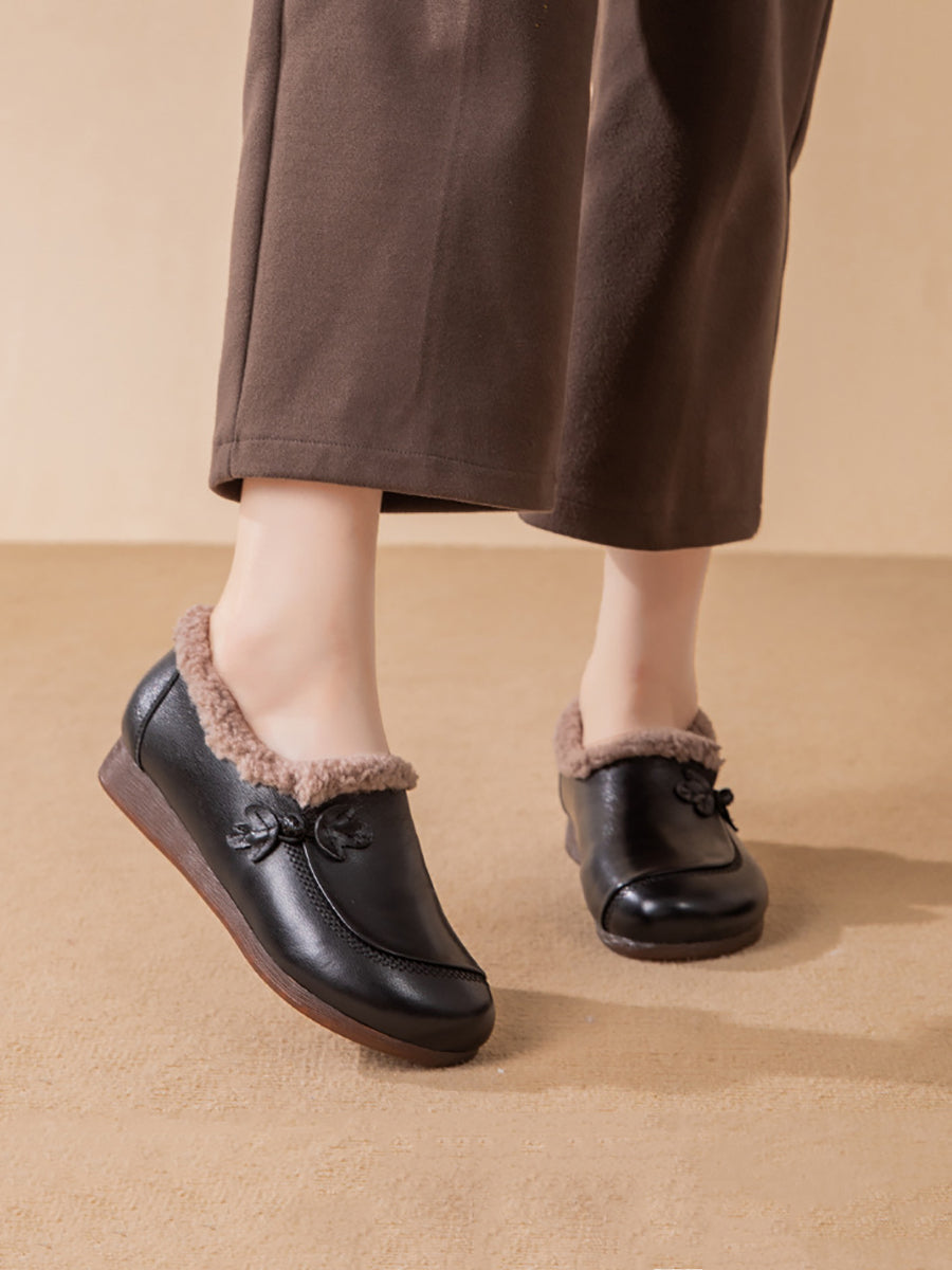 Women Artsy Genuine Leather Fleece-lined Shoes Women Artsy Genuine Leather Fleece-lined Shoes