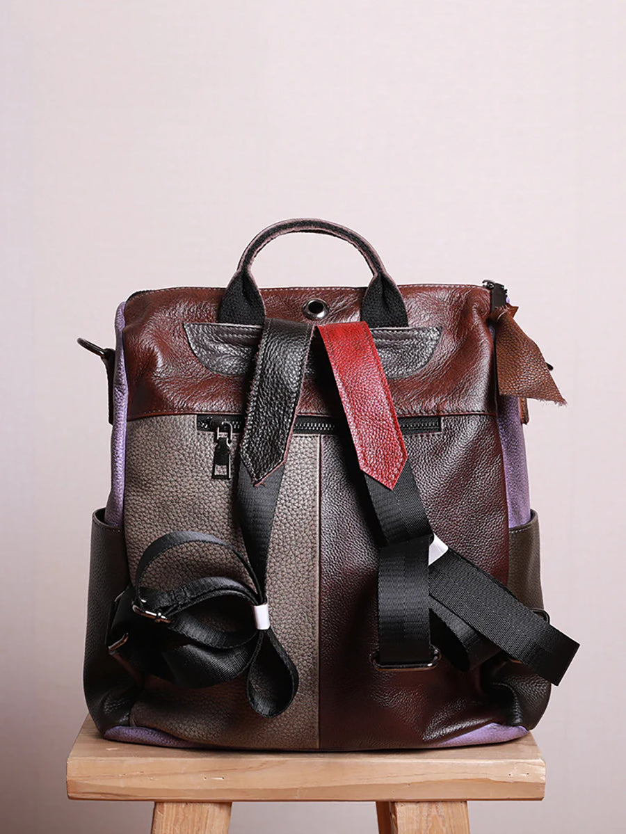 Multicolor Women Leather Zipper Backpack – BUYKUD