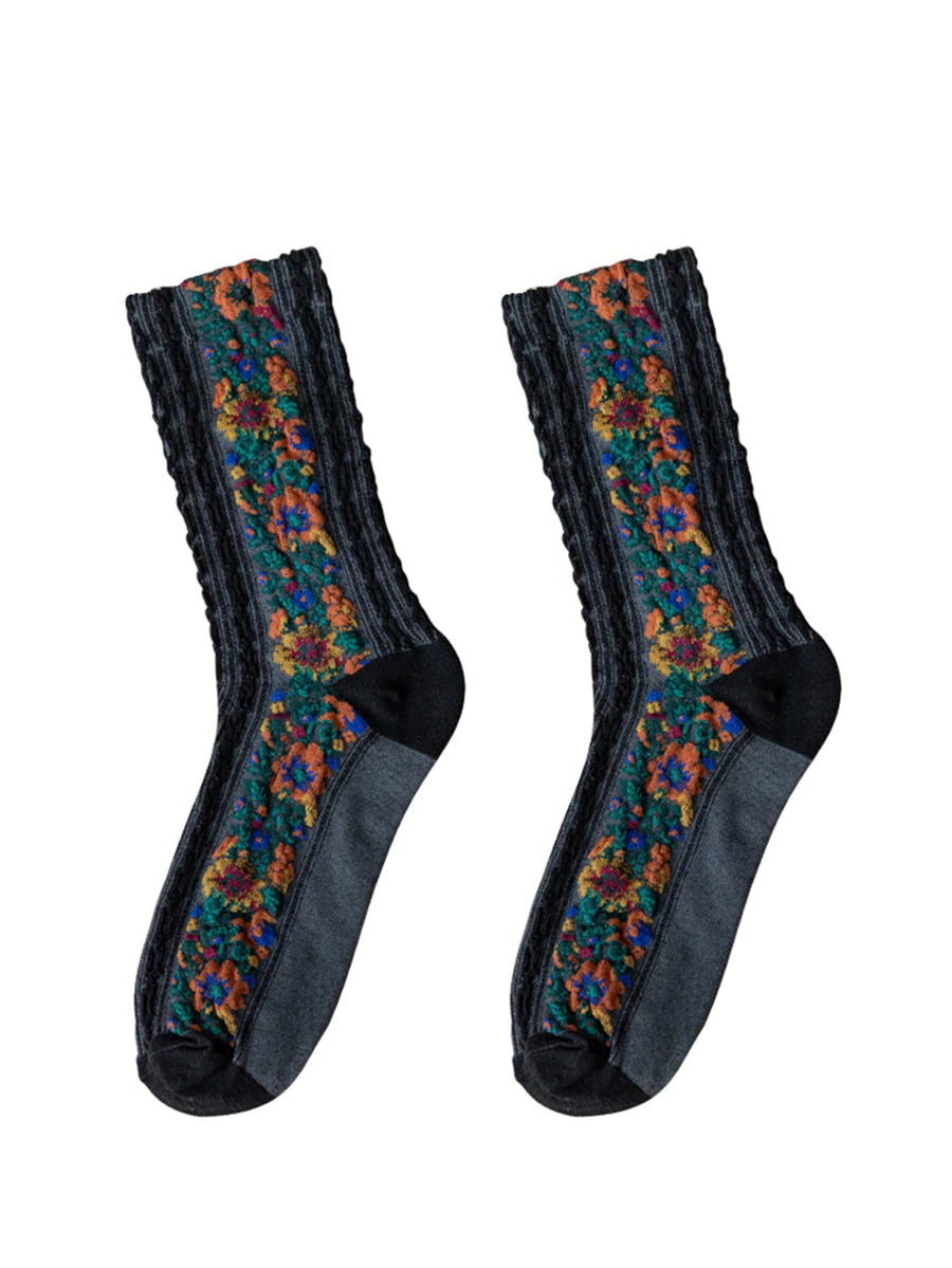 Retro Floral Jacquard Socks – BUYKUD