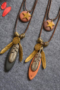 Wool Feathers Tassel Sweater Chain Necklace