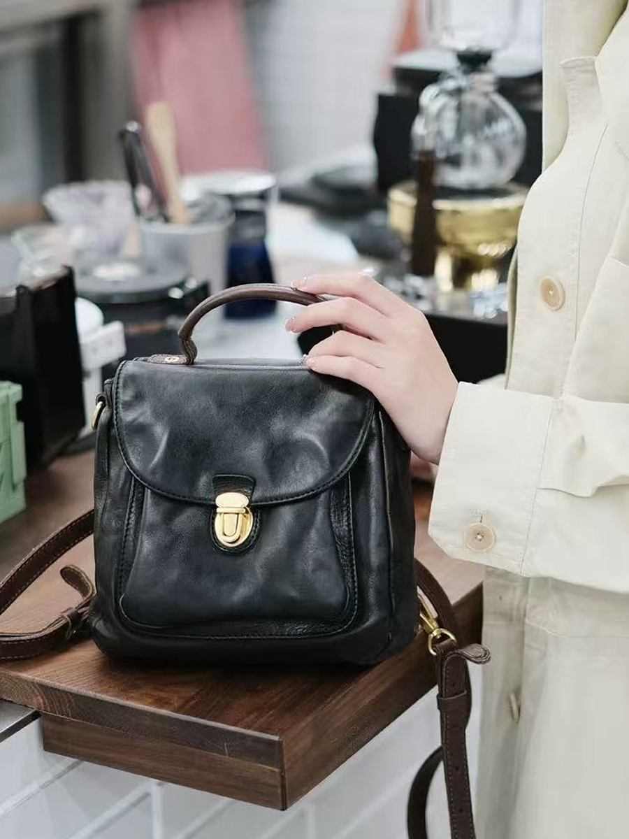 burkley leather backpack Genuine Leather Mini Envolope Backpack – BUYKUD