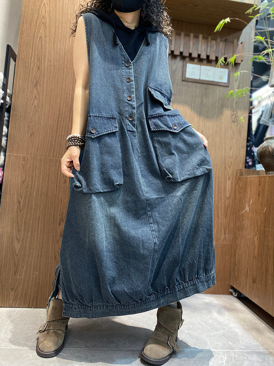 ladies summer denim dress Women Summer Vintage Denim Vest Dress