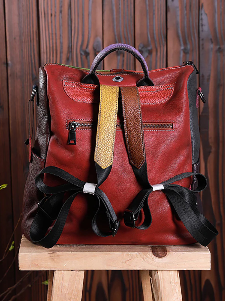 Multicolor Women Leather Zipper Backpack – BUYKUD