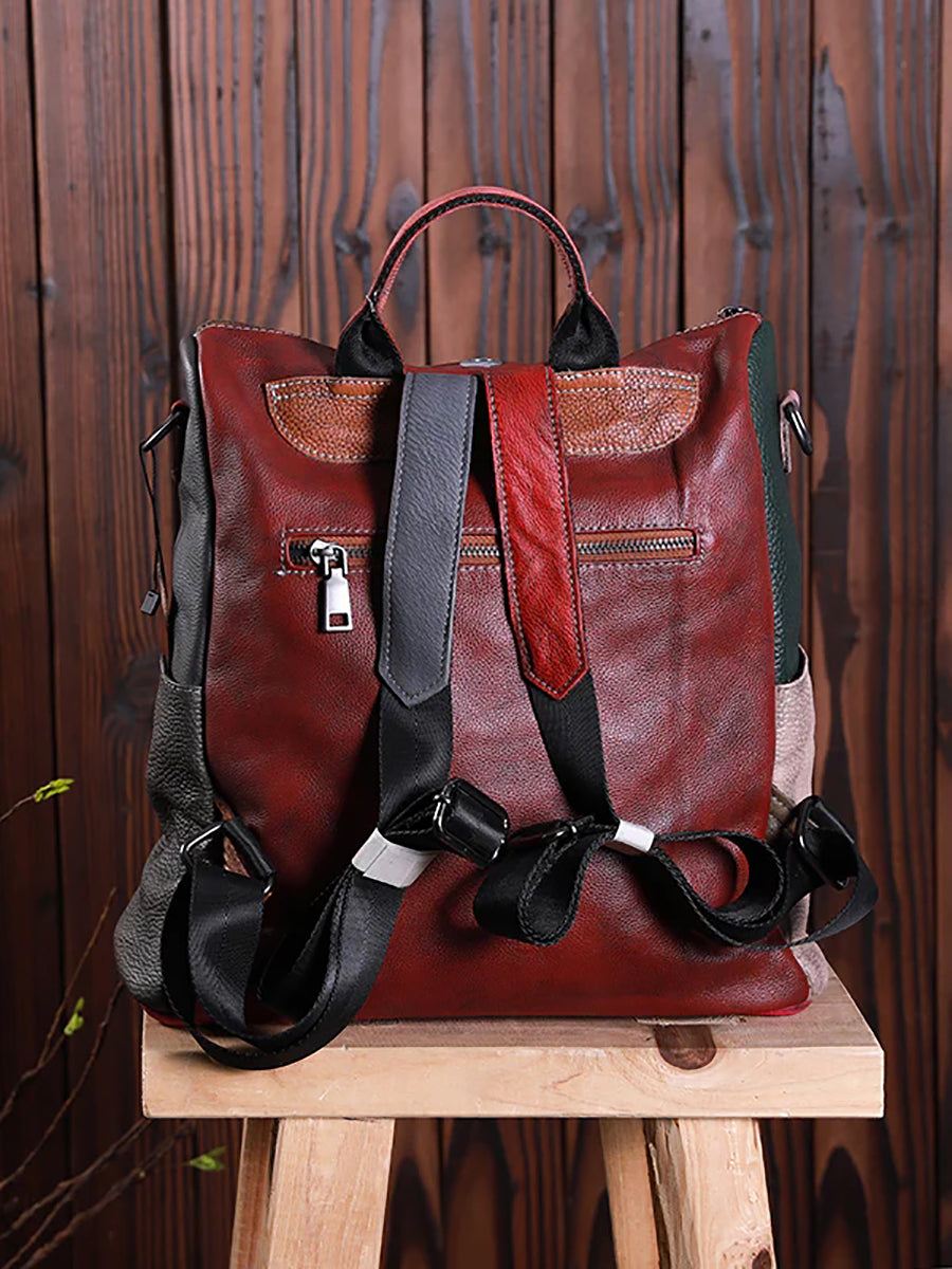 Multicolor Women Leather Zipper Backpack – BUYKUD