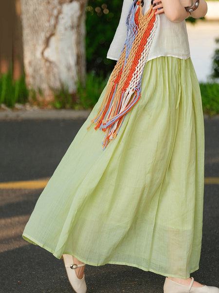 美品✨21SS EVERYDAY I LIKE Cu/R maxi skirt Women Summer Artsy Ramie Maxi Skirt | BUYKUD