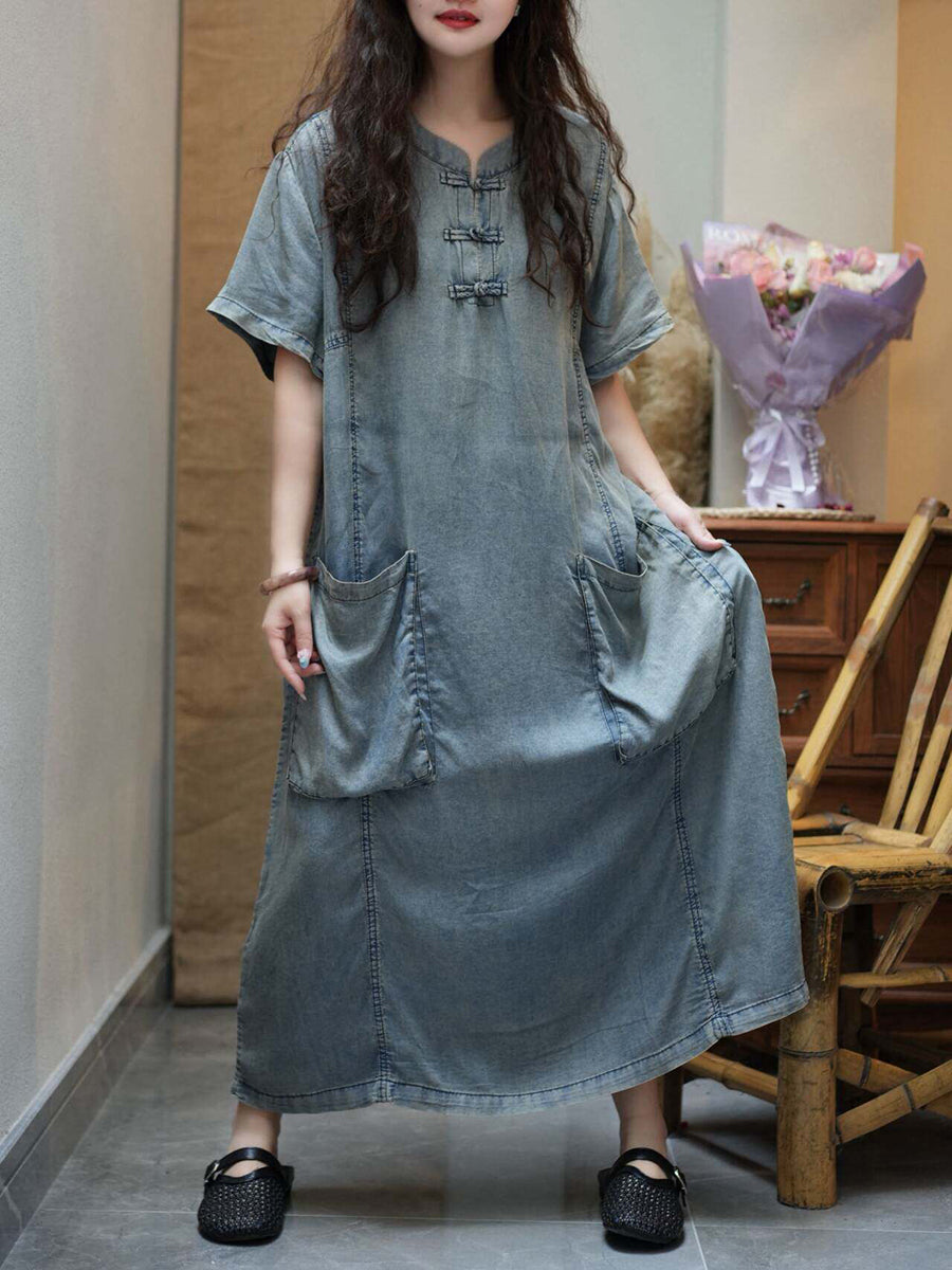 denim look summer dress Women Denim Shirt Dresses Short Sleeve Distressed Jean Dress Button Down Casual Overall Summer Tunic Top Midi Dress at Amazon Women's Clothing store