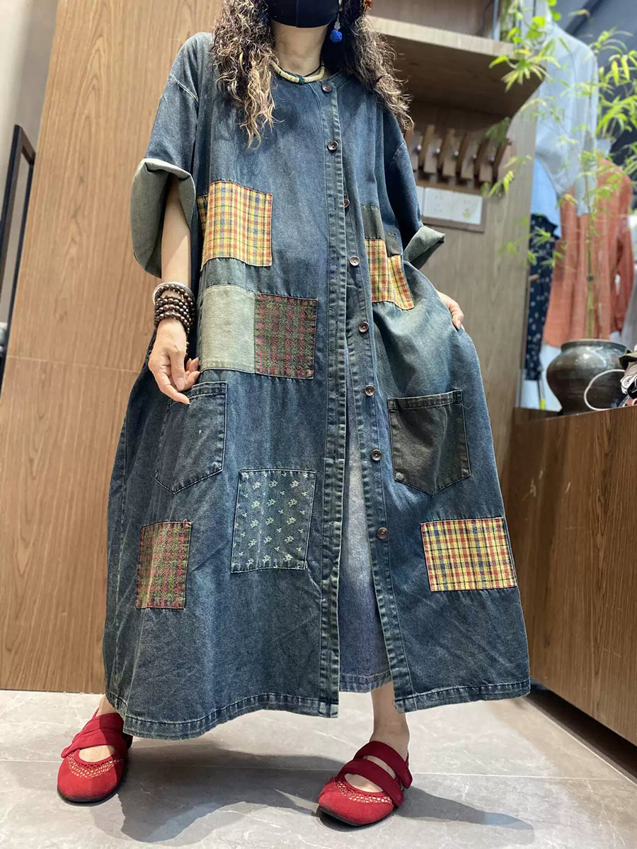 denim color block dress Lovskoo Women's Summer Beach Denim Midi Dresses Smocked Tiered Colorblock Strapless Tube Top Boho Sleeveless Side Split Casual Swing Dress Long Sun
