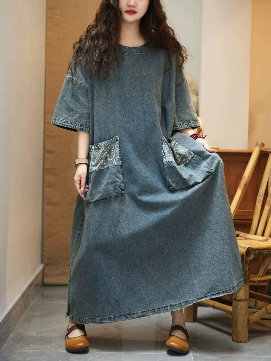 denim midi summer dress Amora Denim Midi Dress