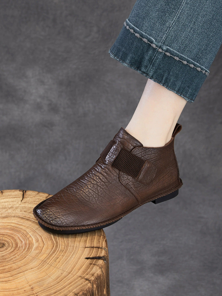 comfortable dress boots women Retro Genuine Leather Soft Sole Flat Chelsea The Remarkable Story Of Color:Jibarita Natural Womens Fashion Casual Versatile oxfords