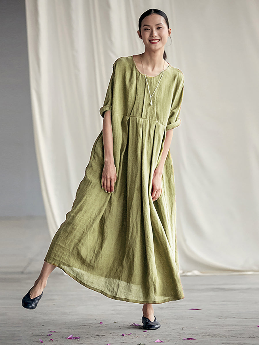 Women Linen Dress | Plus Size Dresses | Summer Long Dress – BUYKUD