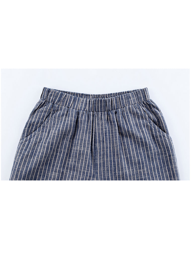 Plus Size Buykud Stripe Cotton Linen Women Pants – BUYKUD