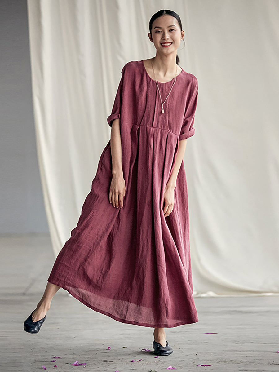 Women Linen Dress | Plus Size Dresses | Summer Long Dress BUYKUD Women Linen Dress | Plus Size Dresses | Summer Long Dress BUYKUD